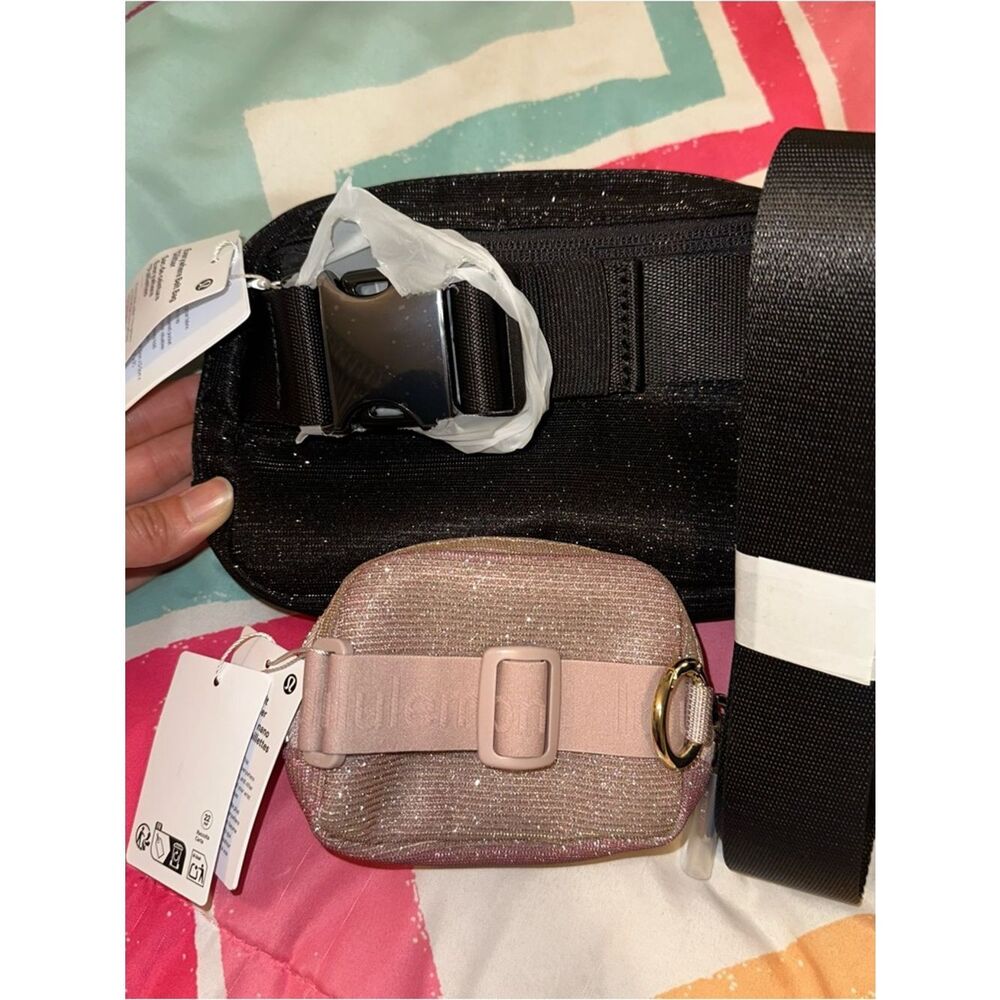 NWT Bundle Black Glitter Belt Bag + Pink Nano Pouch NWT - Picture 3 of 4